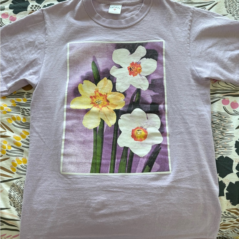 Noah NYC Purple Short Sleeve Tee with Floral Design